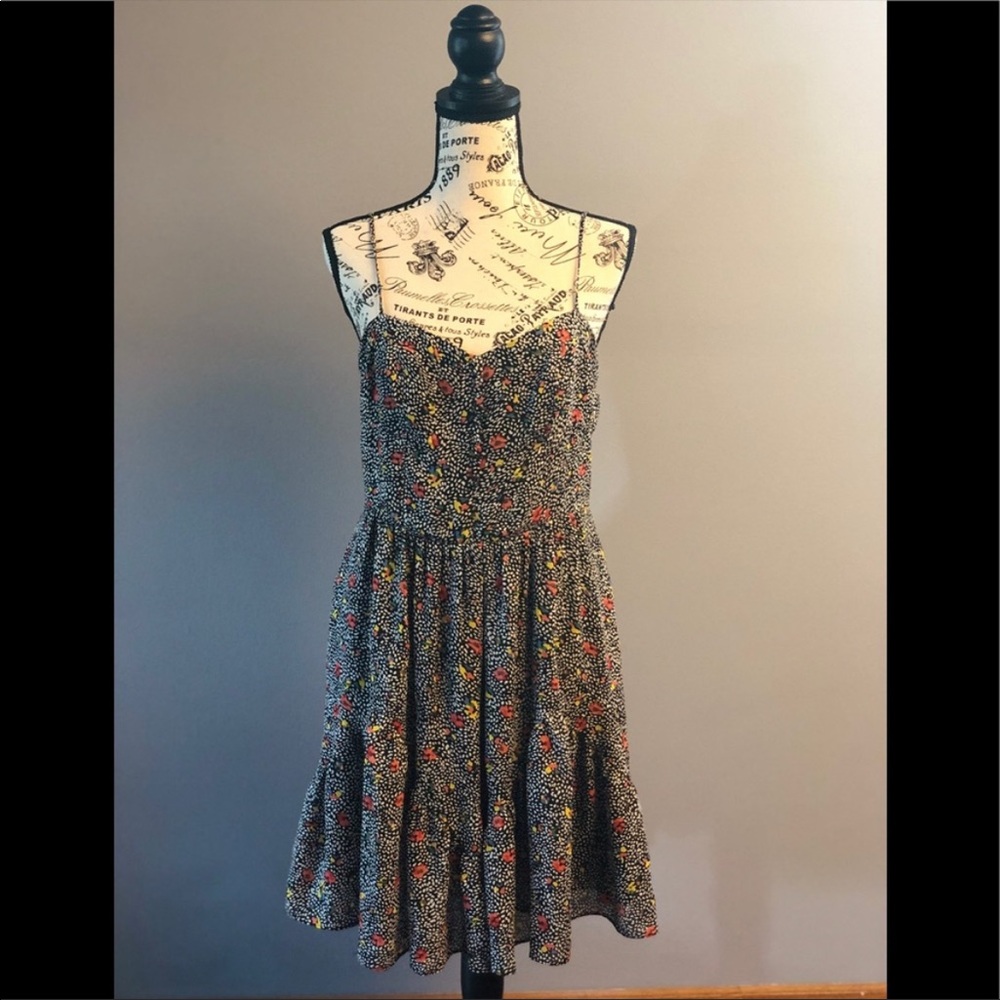 Greylin Floral Print Dress - Black and Red